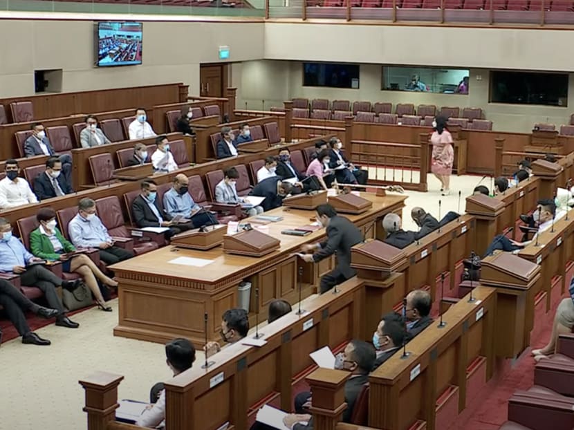 MPs sitting together in Parliament's main chamber on April 4, 2022. It is the first time they have sat together in this way in two years. MPs sitting together in Parliament's main chamber on April 4, 2022. It is the first time they have sat together in this way in two years.
