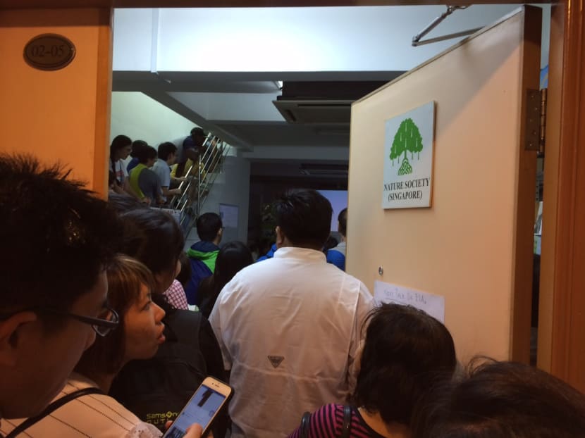 About 100 people attended the talk by Nature Society (Singapore) about the Cross Island Line Environmental Impact Assessment at its office on Feb 19, 2016. Photo: Neo Chai Chin About 100 people attended the talk by Nature Society (Singapore) about the Cross Island Line Environmental Impact Assessment at its office on Feb 19, 2016. Photo: Neo Chai Chin