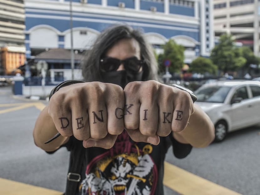 Graphic designer Fahmi Reza is shown here outside the Dang Wangi district police station after his release from his overnight arrest and one-day remand April 24, 2021.