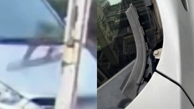 大楼冷气支架坠落 台湾女骑士当场吓傻 