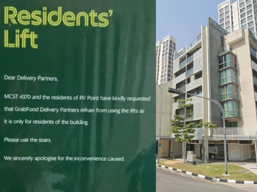 A poster circulating on social media was reportedly meant for GrabFood delivery crew collecting orders from GrabFood Hub, which is at the basement level of the RV Point condominium.