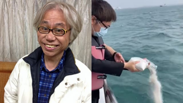 李坤城海葬画面曝光　由儿子把骨灰撒入大海
