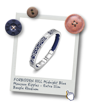 FORBIDDEN HILL Midnight Blue Monsoon Ripples - Extra Slim Bangle Rhodium
