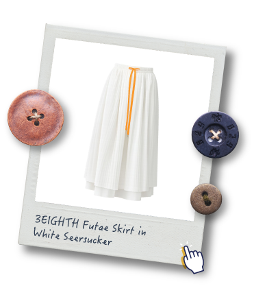 3EIGHTH Futae Skirt in White Seersucker