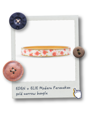 EDEN + ELIE Modern Peranakan gold narrow bangle