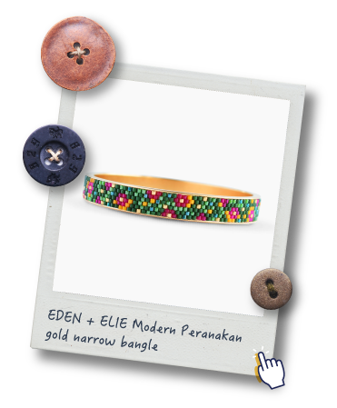 EDEN + ELIE Modern Peranakan gold narrow bangle