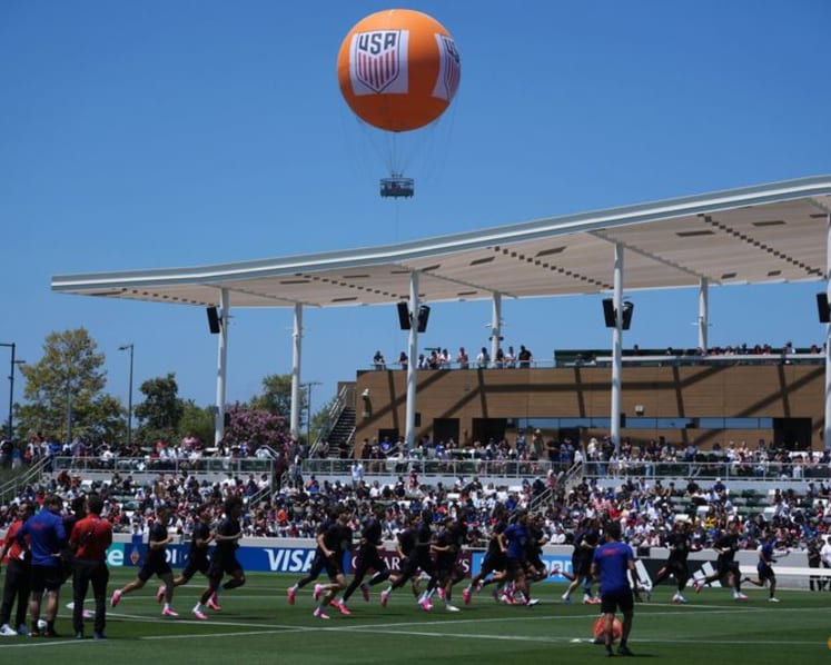 Orange balloon gives US World Cup camp a soaring symbol in Irvine