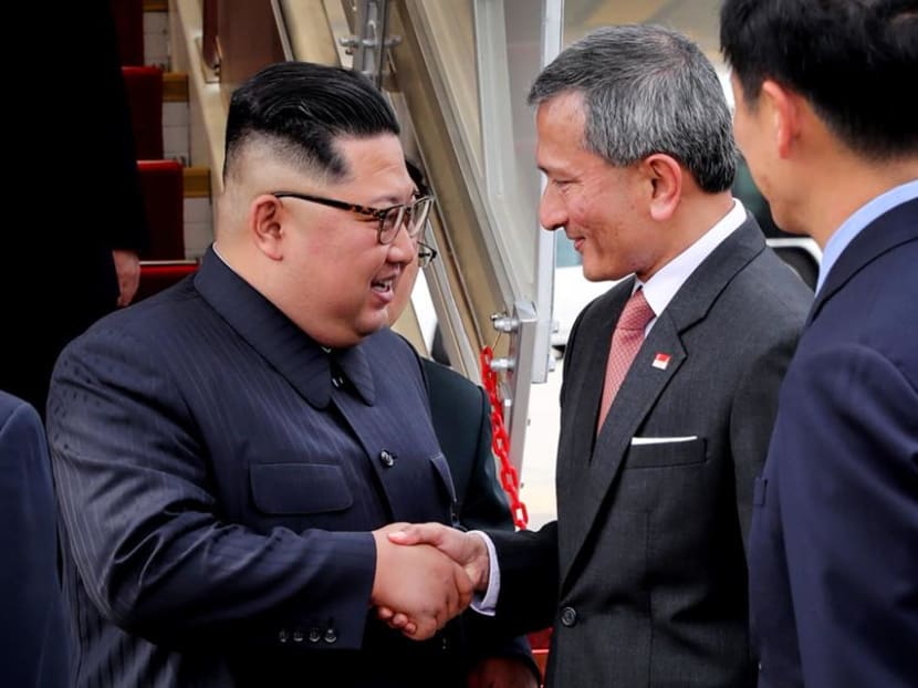 North Korean leader Kim Jong-un was greeted by Singapore's foreign minister Vivian Balakrishnan upon his arrival in Singapore on Sunday, June 10.