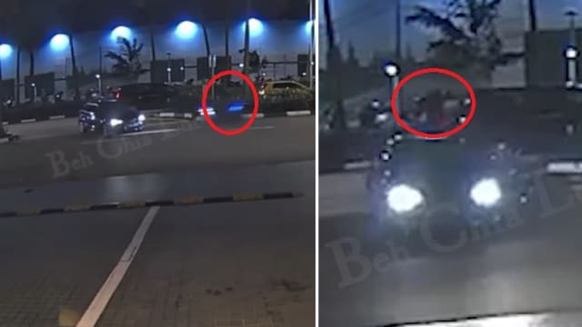 摩托车高速撞转弯轿车 骑士腾空“飞越”轿车