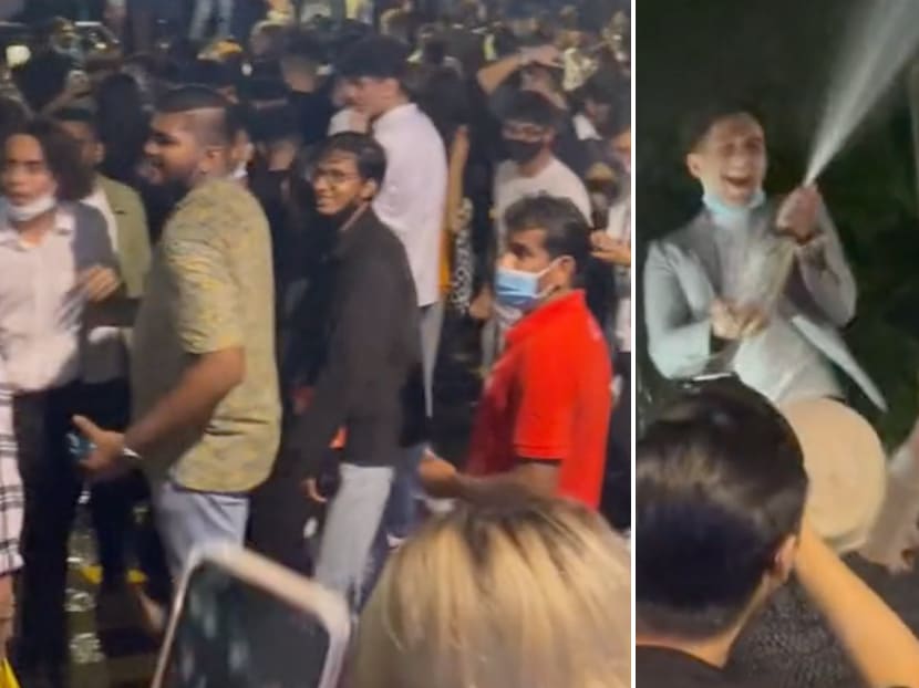 Large crowds were seen at Clarke Quay on Dec 31, 2021.