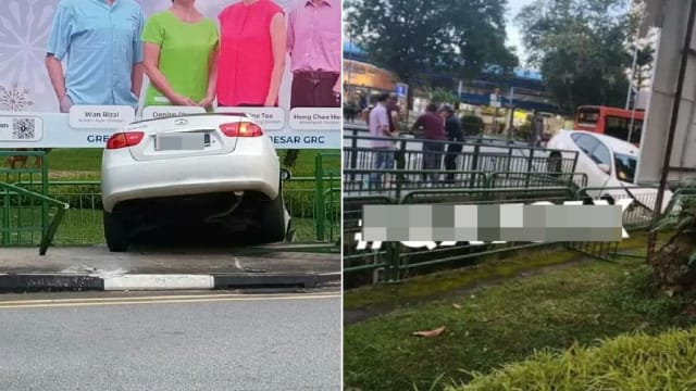 无标记警车出车祸掉沟渠 两人送院 