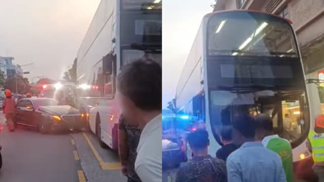 轿车从侧面撞上巴士 一人受轻伤