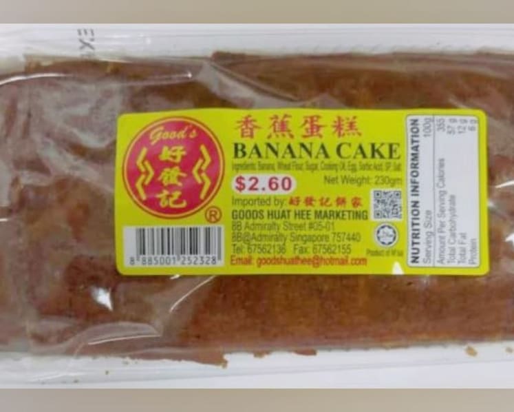 Banana cake from Malaysia recalled over preservative levels: SFA