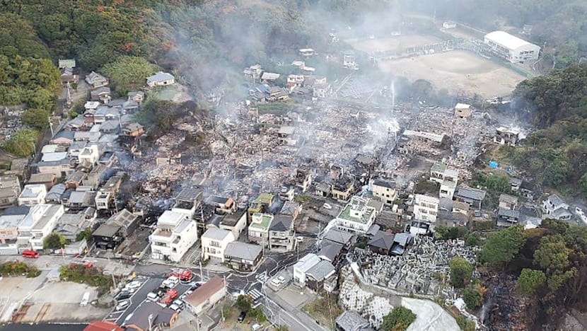 Japan's biggest fire in nearly 50 years ravages 170 buildings, kills one