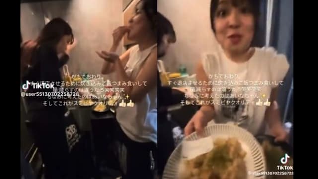 日本居酒屋女员工恶作剧  上菜前手抓客人食物偷吃引议