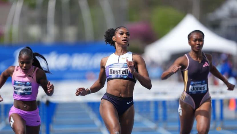 Russell breaks American record in 100m hurdles at Grand Slam Track