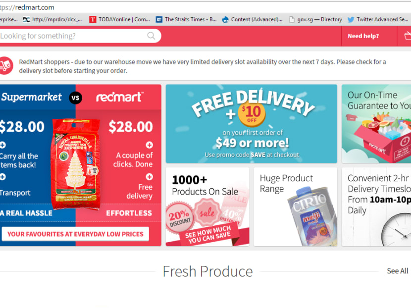 Screengrab of RedMart's website