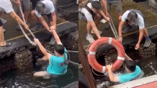 香港男子意外坠海 民众抛绳接力救人