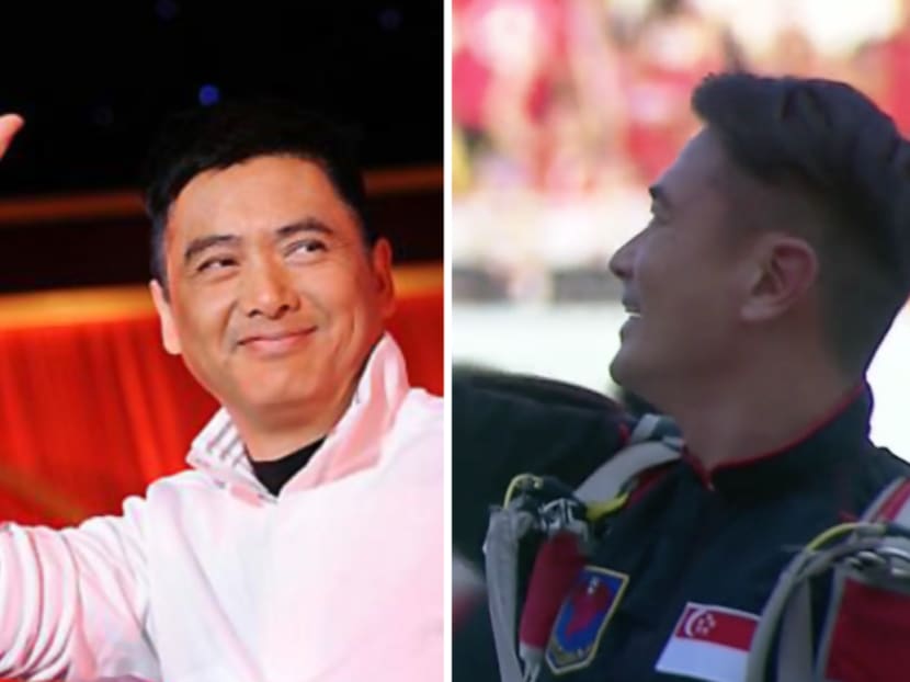 "Chow Yun Fat Joins The Red Lions"; NDP Parachutist Looks Just Like The HK Film Legend