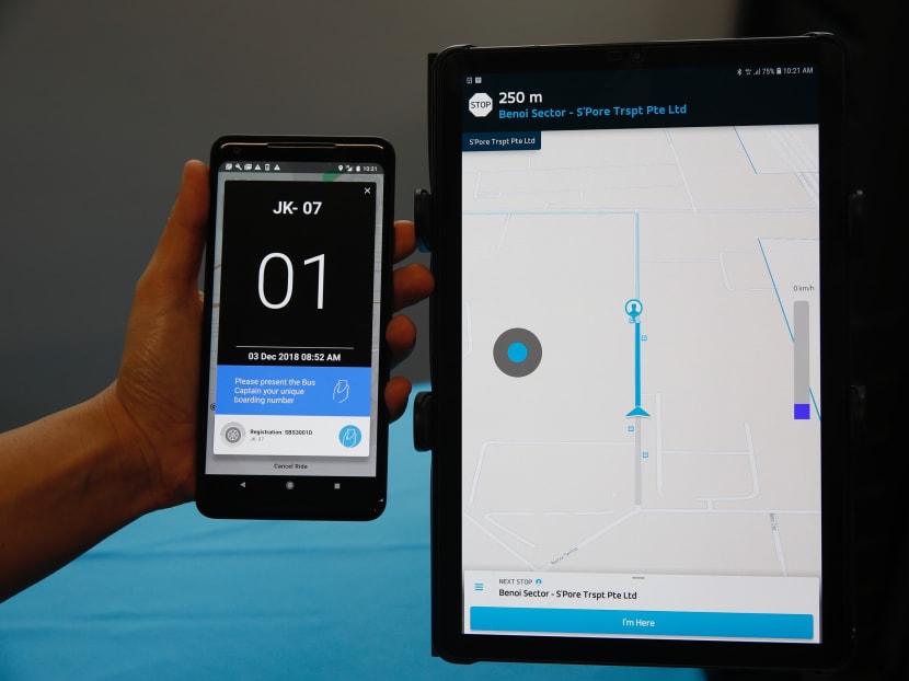 BusGo (pictured) and BusNow are two mobile apps which commuters can use to book their rides On-Demand Public Buses from Dec 17, 2018.