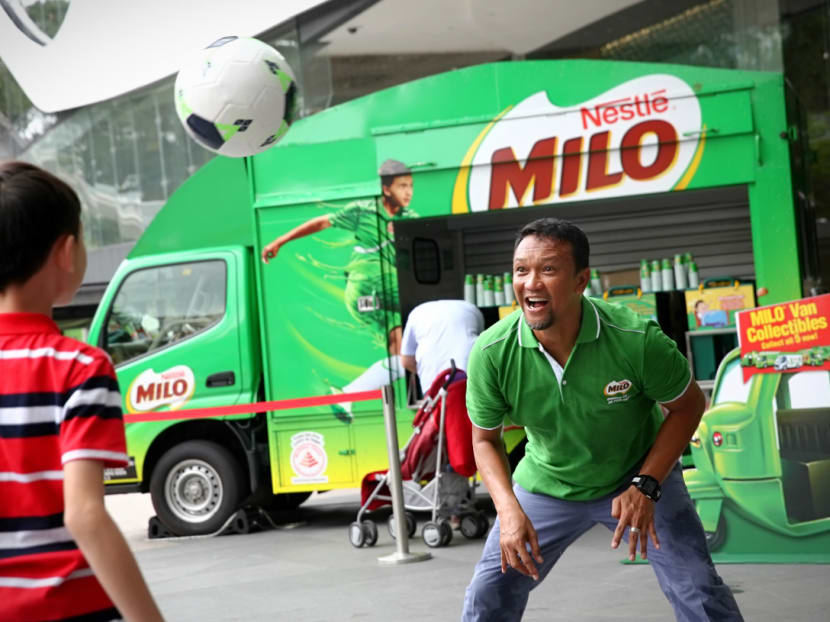 Local football icon Fandi Ahmad at a Milo event at Plaza Singapura on March 17, 2017. Photo: Nuria Ling/TODAY