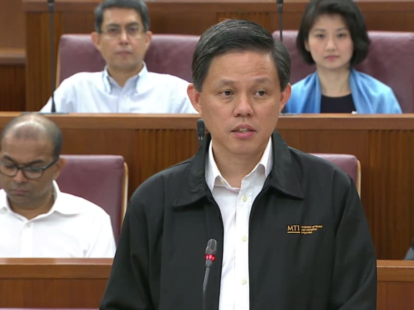 Minister for Trade and Industry Chan Chun Sing was addressing questions from Members of Parliament on the fallout from the trade war between the world's top two economies. Minister for Trade and Industry Chan Chun Sing was addressing questions from Members of Parliament on the fallout from the trade war between the world's top two economies.