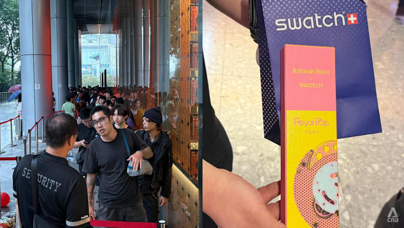 AP x Swatch Royal Pop launch: Long queues at Ion Orchard and Marina Bay Sands, VivoCity outlet closes due to crowds
