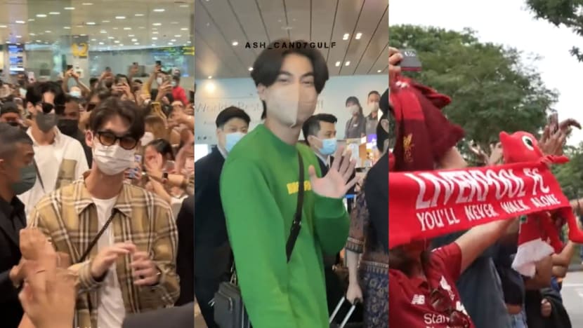 #trending: Fans flock to Changi Airport to welcome Thai actors, Liverpool FC