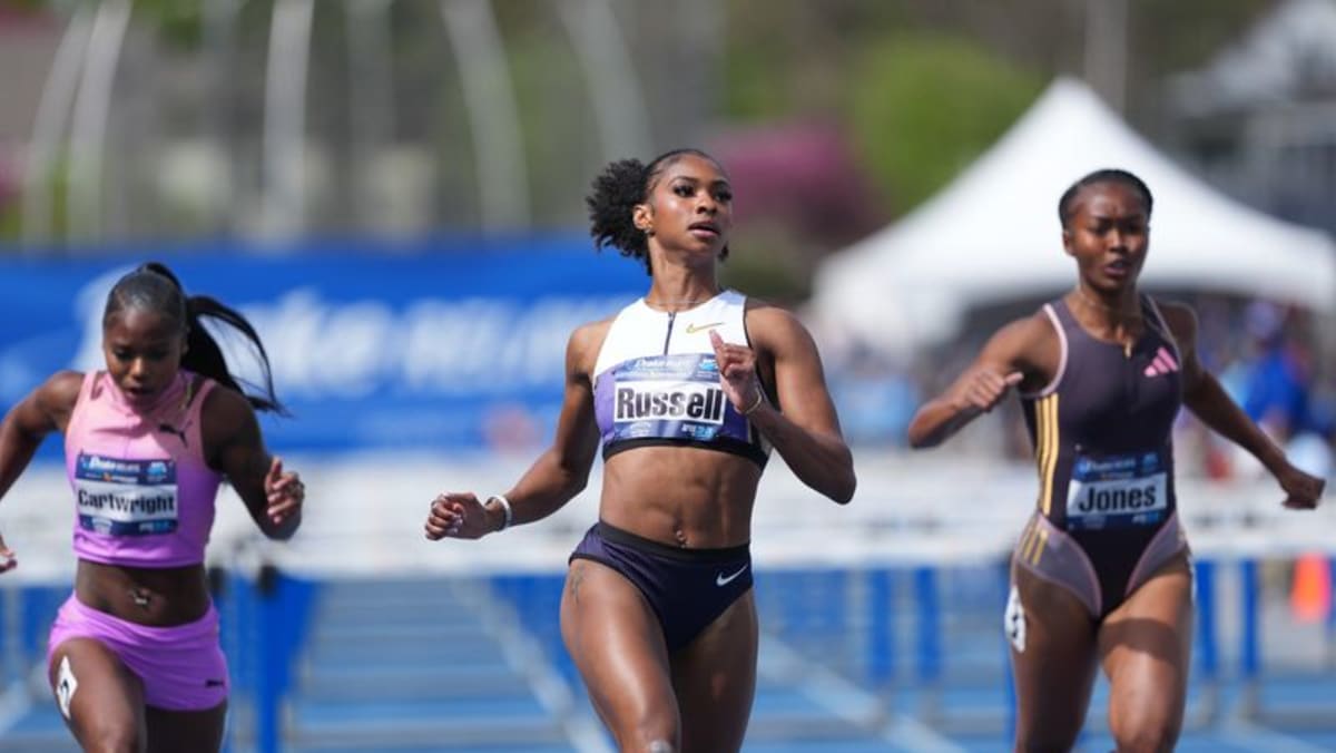 Russell breaks American record in 100m hurdles at Grand Slam Track