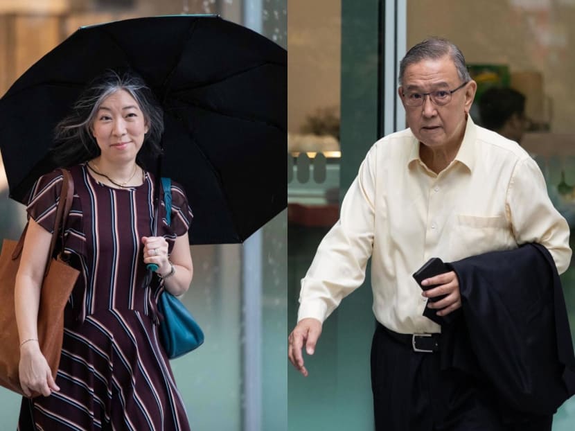 Witnesses for Ken Lim's trial, singer-songwriter Corrinne May and Dr Gerard Ee, arrive at the State Courts on Sept 4, 2024. Witnesses for Ken Lim's trial, singer-songwriter Corrinne May and Dr Gerard Ee, arrive at the State Courts on Sept 4, 2024.