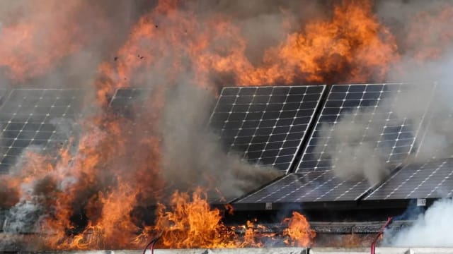 太阳能电池板突起火 专家：与安全安装息息相关