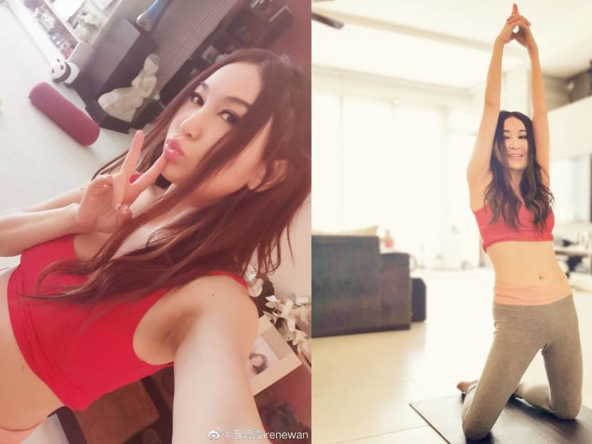 The bombshell shared a bunch of photos of her #StayHome workout routine.