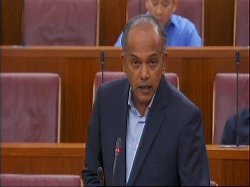 Minister K Shanmugam in Parliament on March 1, 2016.