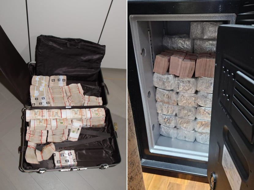 Photos of cash that was seized by the police on Aug 15, 2023. Photos of cash that was seized by the police on Aug 15, 2023.