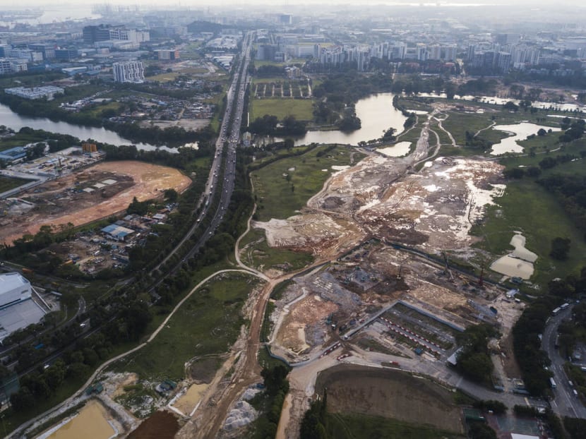 An aerial view of construction site of the Kuala Lumpur-Singapore High Speed Rail terminus in Jurong East taken on Sept 5, 2018. An aerial view of construction site of the Kuala Lumpur-Singapore High Speed Rail terminus in Jurong East taken on Sept 5, 2018.