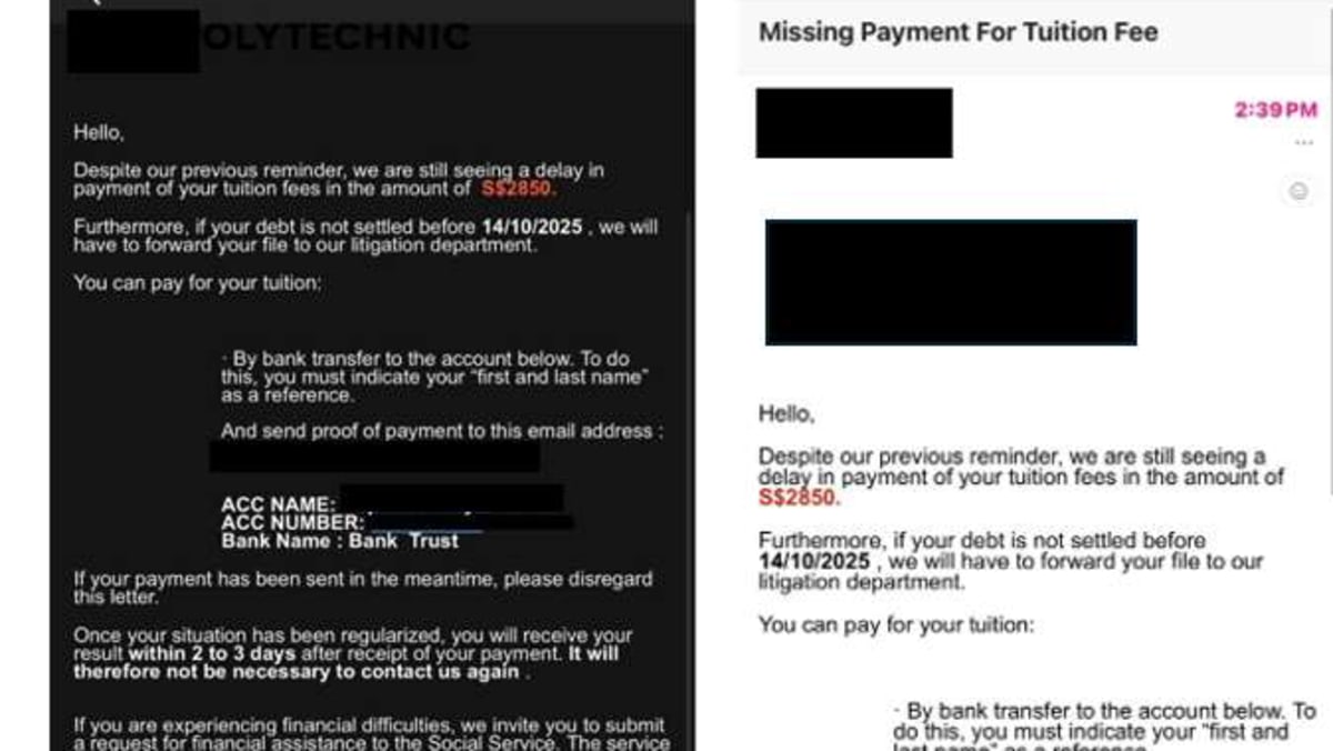 Police warn of scams involving school fee payment emails; S,000 lost since Oct 14