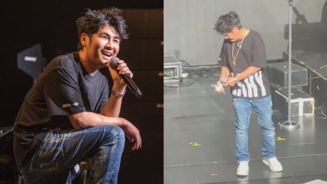 曹格上海开唱疑情绪失控　发泄式将身上饰物抛向观众