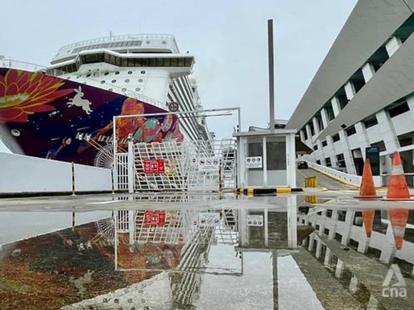 Dream Cruises' World Dream ship at the Marina Bay Cruise Centre on July 14, 2021.