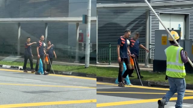 视障老妇路边危行 三男停车助过马路赢赞