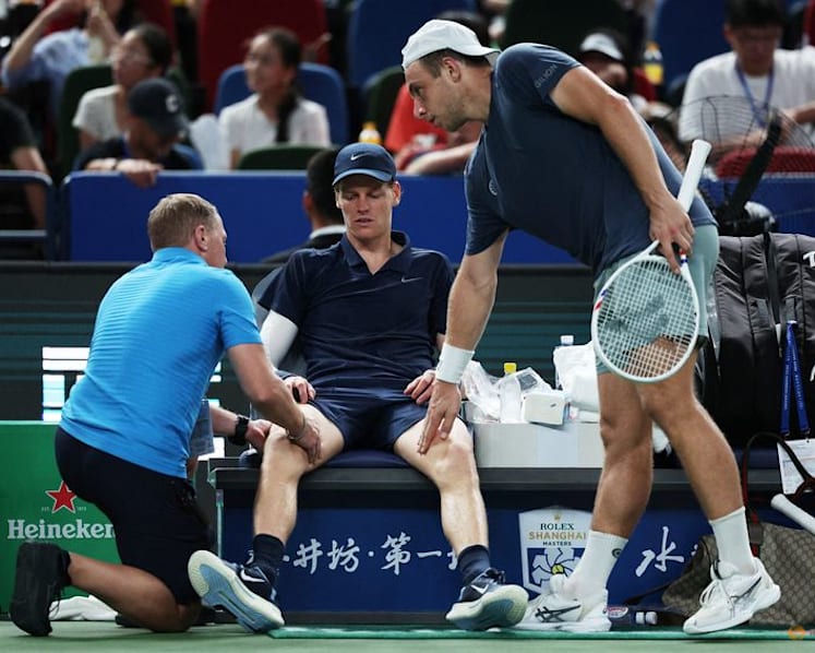 Sinner retires with cramp in Shanghai, Djokovic advances in 'brutal' conditions