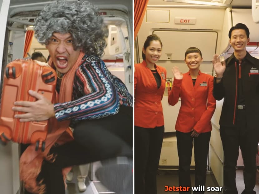 (Left) Mr Scott Van Der Ven wrote and stars in a music video for the song Soar for Singapore, which celebrates Jetstar Asia's 20th anniversary. (Right) A scene from the music video that was released on the budget airline's social media channels. (Left) Mr Scott Van Der Ven wrote and stars in a music video for the song Soar for Singapore, which celebrates Jetstar Asia's 20th anniversary. (Right) A scene from the music video that was released on the budget airline's social media channels.