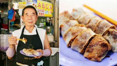Hawker, 80, Sells Unique Popiah With Crabstick & Fried Fish, Was Invited To Istana To Make His Dish