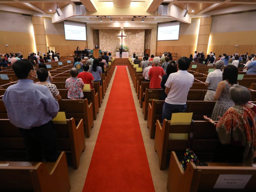 Worshippers at Faith Methodist Church in July 2021.