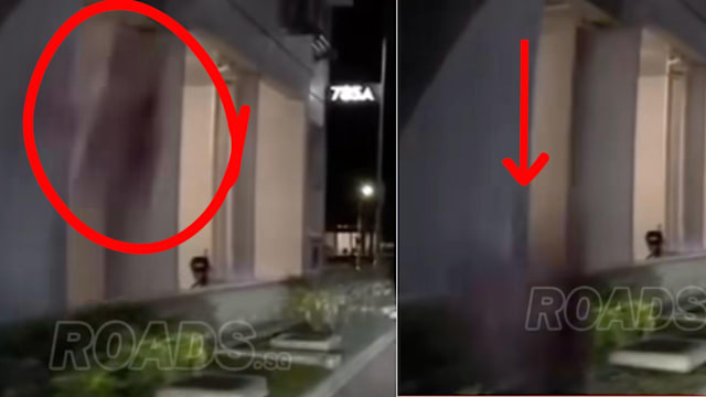 兀兰组屋高空抛物惊险一刻　汽车险遭砸中