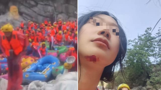 陕西漂流船出意外 游客翻船险被石头割喉 