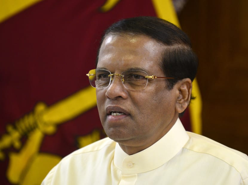 Then Sri Lankan President Maithripala Sirisena addresses the Foreign Correspondents Association in Colombo on Nov 25, 2018.