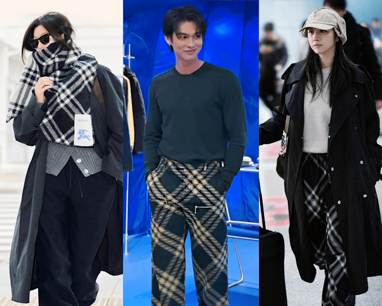 Celebrities Bright, Jun Ji-hyun, Tang Wei spotted in Burberry's iconic plaid ahead of label's London show