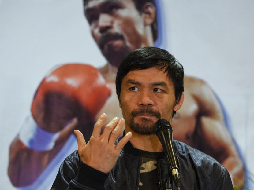 Philippine boxing icon Manny Pacquiao during a press conference in Manila on Jan 24, 2019.