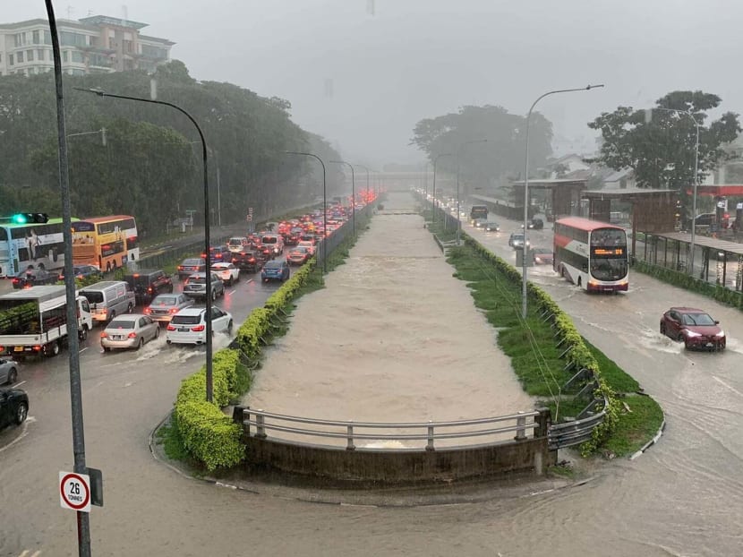Prolonged rain on April 17 and 18, 2021, saw flash floods occur around Singapore, prompting national water agency PUB to issue flood-risk warnings for more than 20 locations. Prolonged rain on April 17 and 18, 2021, saw flash floods occur around Singapore, prompting national water agency PUB to issue flood-risk warnings for more than 20 locations.