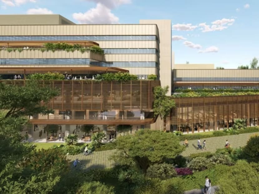 A rendering of Apple's campus in Ang Mo Kio by Hassell Studio. A rendering of Apple's campus in Ang Mo Kio by Hassell Studio.
